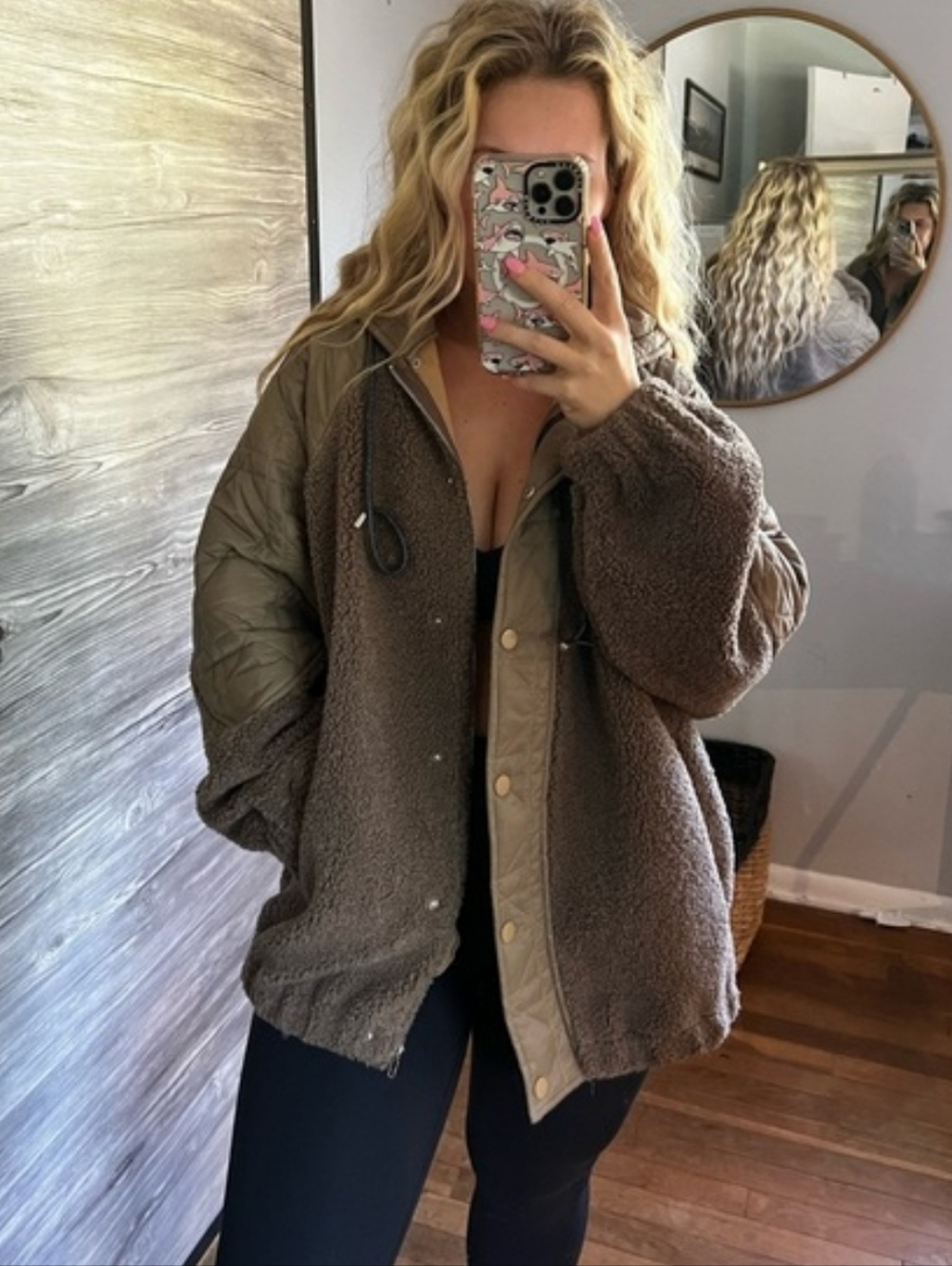 🆕️ NAP Loungewear Sherpa Fleece Quilted Oversized Jacket in Olive